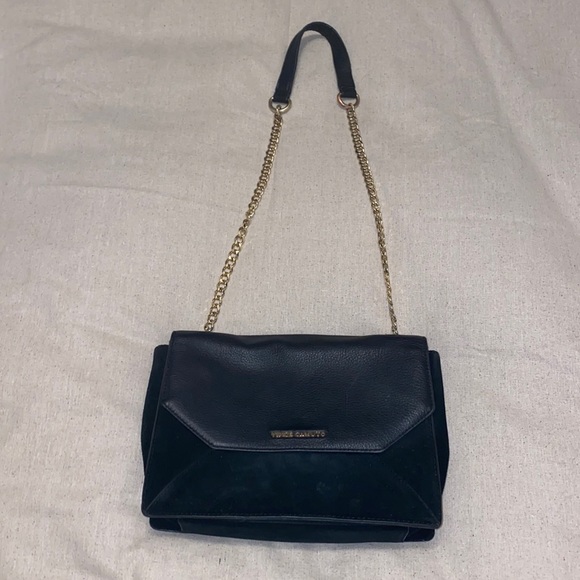 Vince Camuto | Bags | Vince Camuto Black Suede And Leather Purse | Poshmark